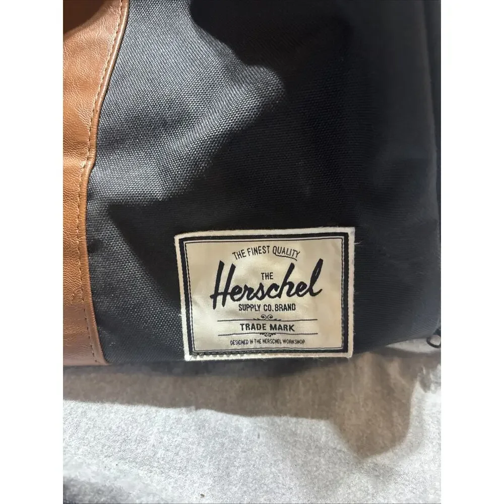 Herschel Supply Co. Novel Duffle Bag Black & Brown Leather With Shoulder Strap